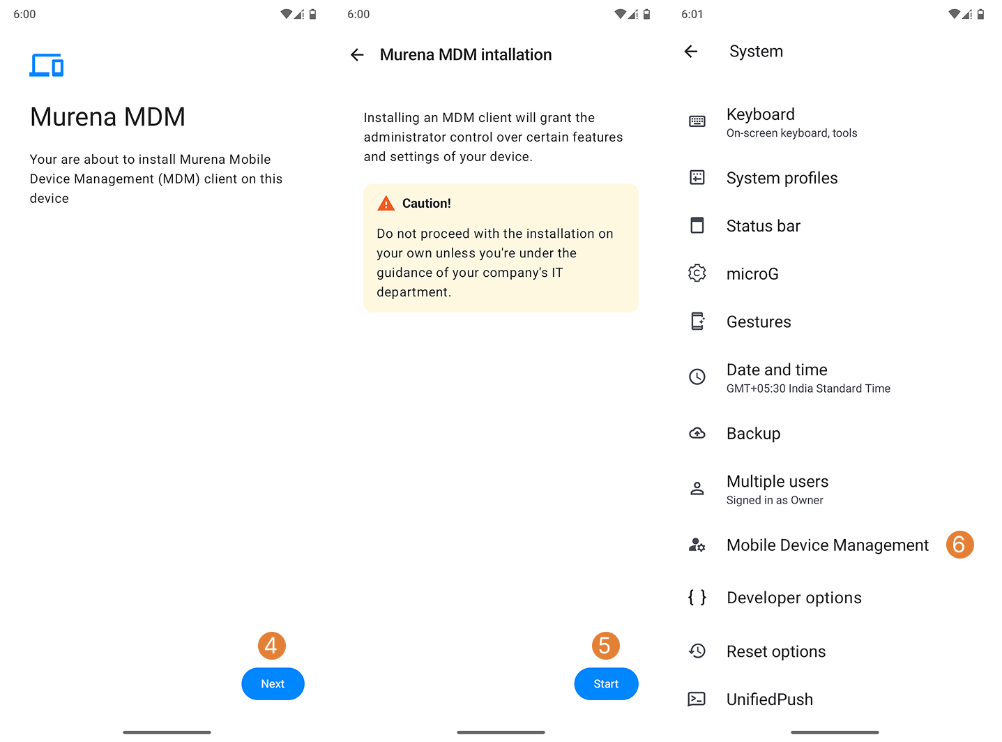 Path to Murena MDM client settings