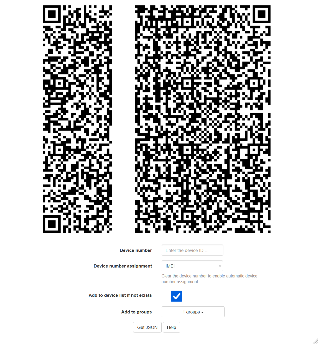 QR code displayed in MDM console